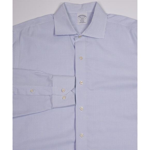 Brooks Brothers Regent Non-Iron Blue White Check Dress Shirt 16.5-36/37 - Picture 1 of 7